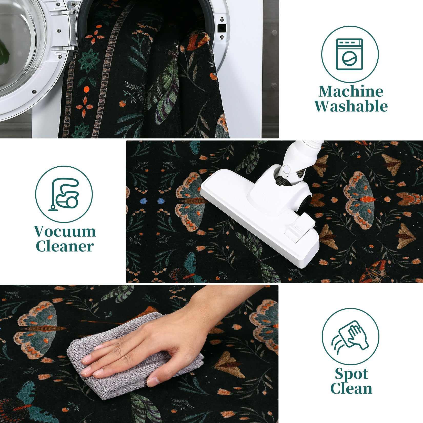 Garvee Insect Washable Soft Area Rugs for Living Room Bedroom Ultra-Thin Non Slip Dining Room Stain Resistant Rug Large Carpet for Office Nursery Bedroom