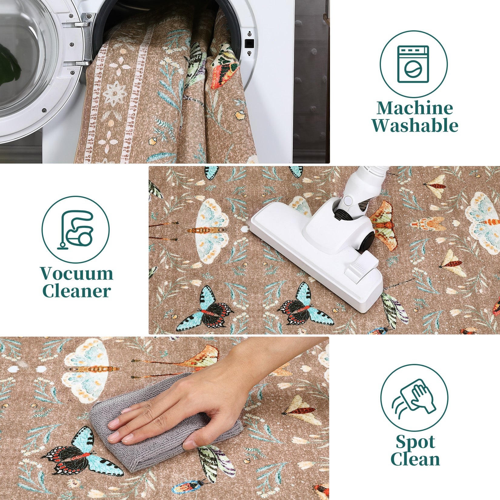 GARVEE Insect Washable Area Rug with Stain Resistance & Non-Slip ...