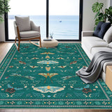 Garvee Insect Washable Rugs for Living Room, Soft Area Rug 6x9 Rug for Bedroom Ultra-Thin Non Slip Dining Room Rug, Stain Resistant Black Rug Large Carpet for Office Nursery - Green
