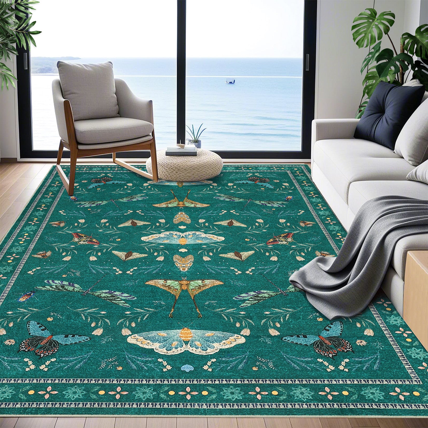 Garvee Insect Washable Soft Area Rugs for Living Room Bedroom Ultra-Thin Non Slip Dining Room Stain Resistant Rug Large Carpet for Office Nursery Bedroom