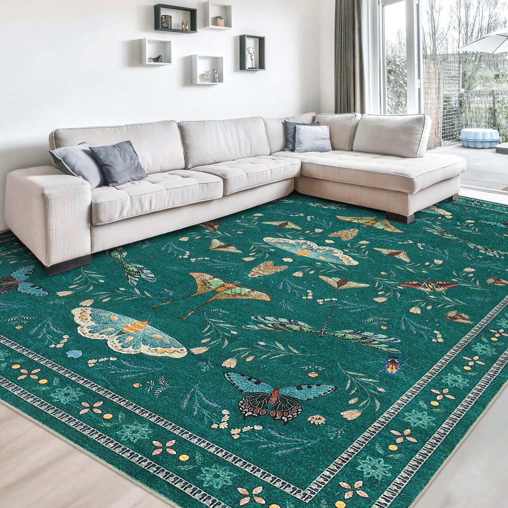 Garvee Insect Washable Soft Area Rugs for Living Room Bedroom Ultra-Thin Non Slip Dining Room Stain Resistant Rug Large Carpet for Office Nursery Bedroom