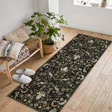 Garvee Traditional Area Rug Foldable Indoor Washable Rug Thin Retro Accent Floral Non-Slip Carpet Mat (Dark Green, 2'x6') - Dark Green