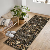 Garvee Traditional Area Rug Foldable Indoor Washable Rug Thin Retro Accent Floral Non-Slip Carpet Mat (Brown, 2'x6') - Brown