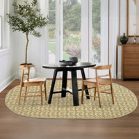 Garvee Modern Camel Oval 3x5 Area Rug Braided Print Floor Cover with Non-Slip Backing, Contemporary Indoor Carpet, Foldable Low Pile Accent Rug for Bedroom, Living Room