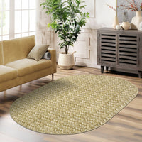 Garvee Modern Camel Oval 3x5 Area Rug Braided Print Floor Cover with Non-Slip Backing, Contemporary Indoor Carpet, Foldable Low Pile Accent Rug for Bedroom, Living Room