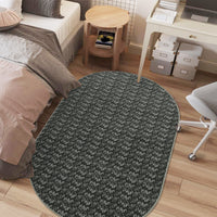 Garvee Modern Black Oval 3x5 Area Rug Braided Print Floor Cover with Non-Slip Backing, Contemporary Indoor Carpet, Foldable Low Pile Accent Rug for Bedroom, Living Room