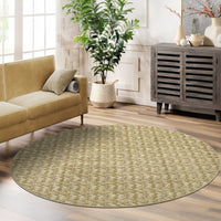 Garvee Modern Camel 4'-Round Area Rug Braided Print Circle Rug with Non-Slip Backing, Contemporary Indoor Carpet, Foldable Low Pile Floor Cover for Bedroom, Living Room