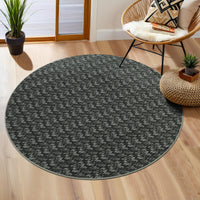 Garvee Modern Black 4'-Round Area Rug Braided Print Circle Rug with Non-Slip Backing, Contemporary Indoor Carpet, Foldable Low Pile Floor Cover for Bedroom, Living Room