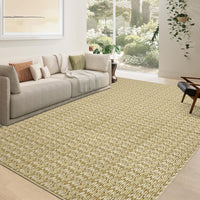 Garvee Modern Camel 8x10 Living Room Rug Large Braided Print Area Rug with Non-Slip Backing, Contemporary Indoor Carpet, Foldable Low Pile Floor Cover for Dining Room, Bedroom