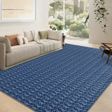 Garvee Modern Blue 5x7 Area Rug Braided Print Floor Cover with Non-Slip Backing, Washable Contemporary Indoor Carpet, Foldable Low Pile Throw Rug for Bedroom, Living Room - Navy Blue