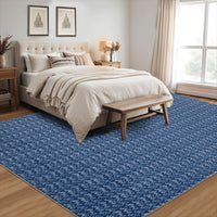 Garvee Modern Blue 9x12 Large Area Rug Braided Print Living Room Rug with Non-Slip Backing, Contemporary Indoor Carpet, Foldable Low Pile Floor Cover for Dining Room, Bedroom