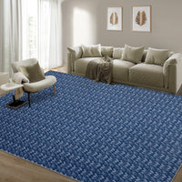 Garvee Modern Blue 8x10 Living Room Rug Large Braided Print Area Rug with Non-Slip Backing, Contemporary Indoor Carpet, Foldable Low Pile Floor Cover for Dining Room, Bedroom