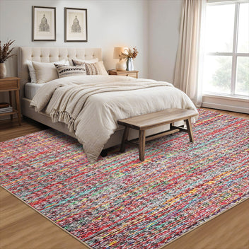 Garvee Modern Multicolor 9x12 Large Area Rug Braided Print Living Room Rug with Non-Slip Backing, Contemporary Indoor Carpet, Foldable Low Pile Floor Cover for Dining Room, Bedroom