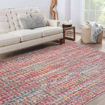 Garvee Modern Multicolor 8x10 Living Room Rug Large Braided Print Area Rug with Non-Slip Backing, Contemporary Indoor Carpet, Foldable Low Pile Floor Cover for Dining Room, Bedroom