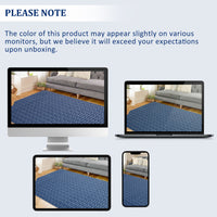 Garvee Modern Blue 8x10 Living Room Rug Large Braided Print Area Rug with Non-Slip Backing, Contemporary Indoor Carpet, Foldable Low Pile Floor Cover for Dining Room, Bedroom