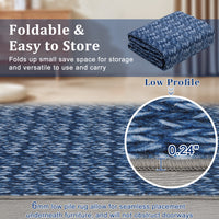 Garvee Modern Blue 9x12 Large Area Rug Braided Print Living Room Rug with Non-Slip Backing, Contemporary Indoor Carpet, Foldable Low Pile Floor Cover for Dining Room, Bedroom