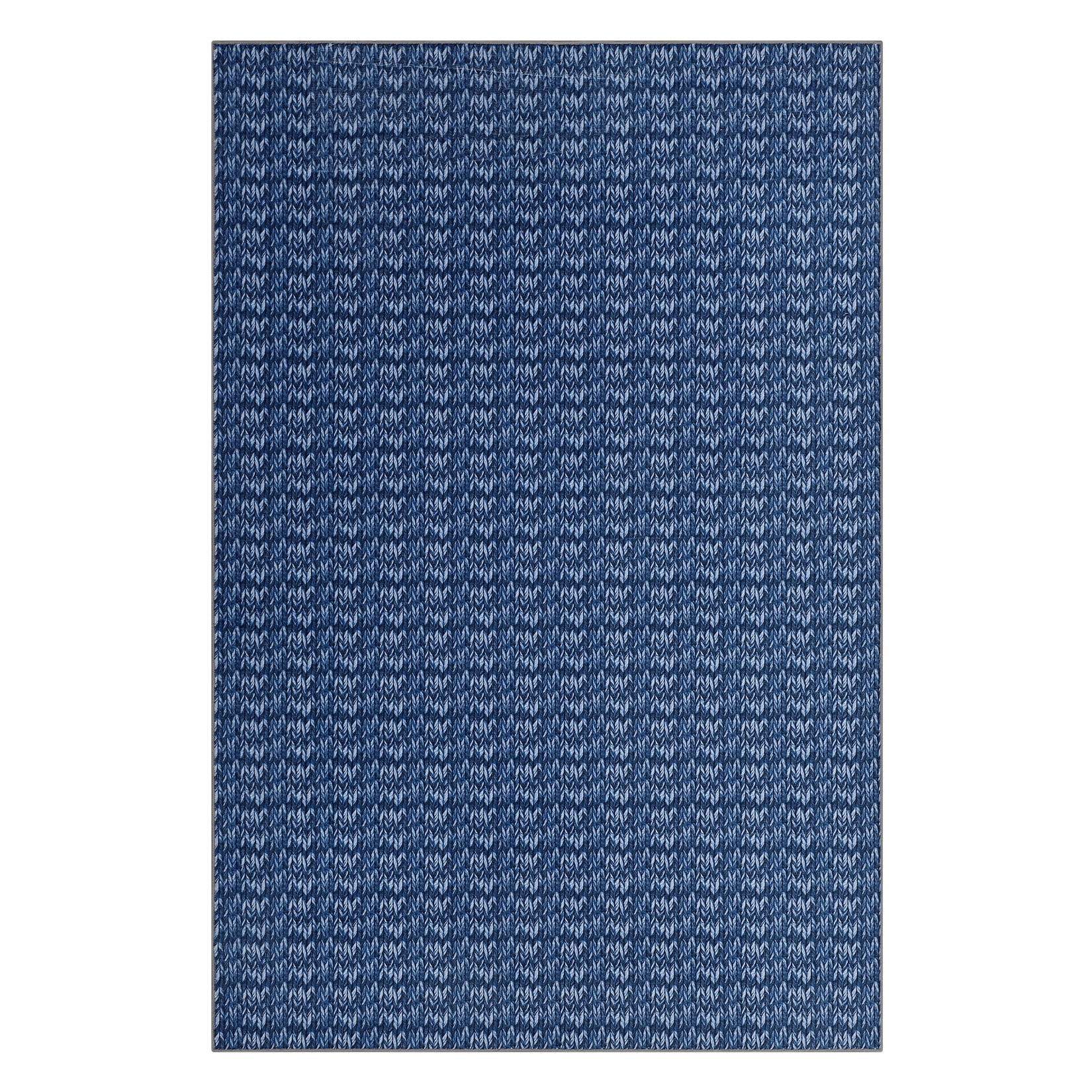 Garvee Modern Blue 8x10 Living Room Rug Large Braided Print Area Rug with Non-Slip Backing, Contemporary Indoor Carpet, Foldable Low Pile Floor Cover for Dining Room, Bedroom