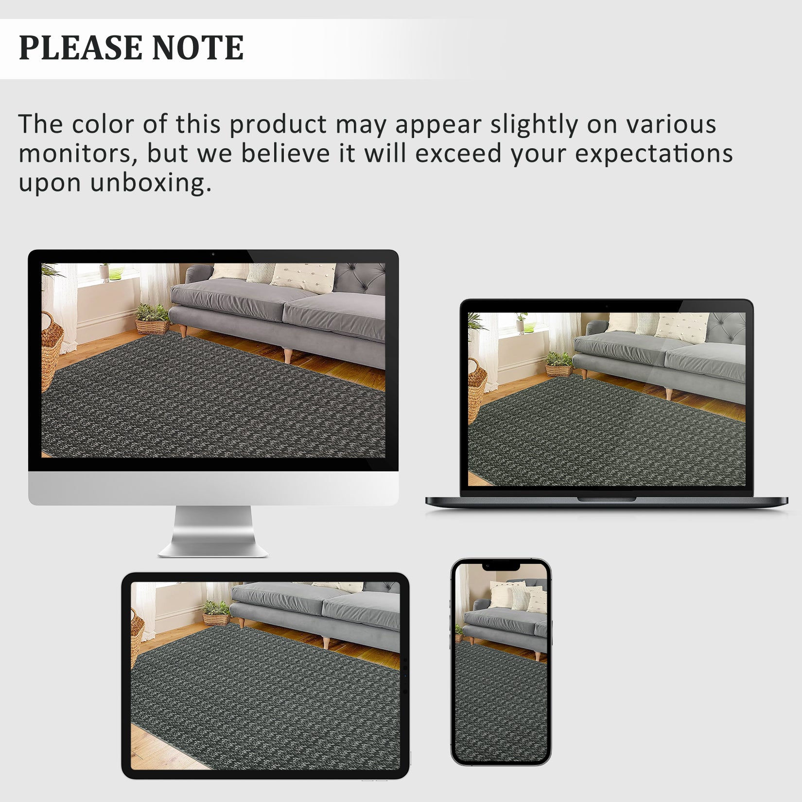 Garvee Modern Black 8x10 Living Room Rug Large Braided Print Area Rug with Non-Slip Backing, Contemporary Indoor Carpet, Foldable Low Pile Floor Cover for Dining Room, Bedroom, Black