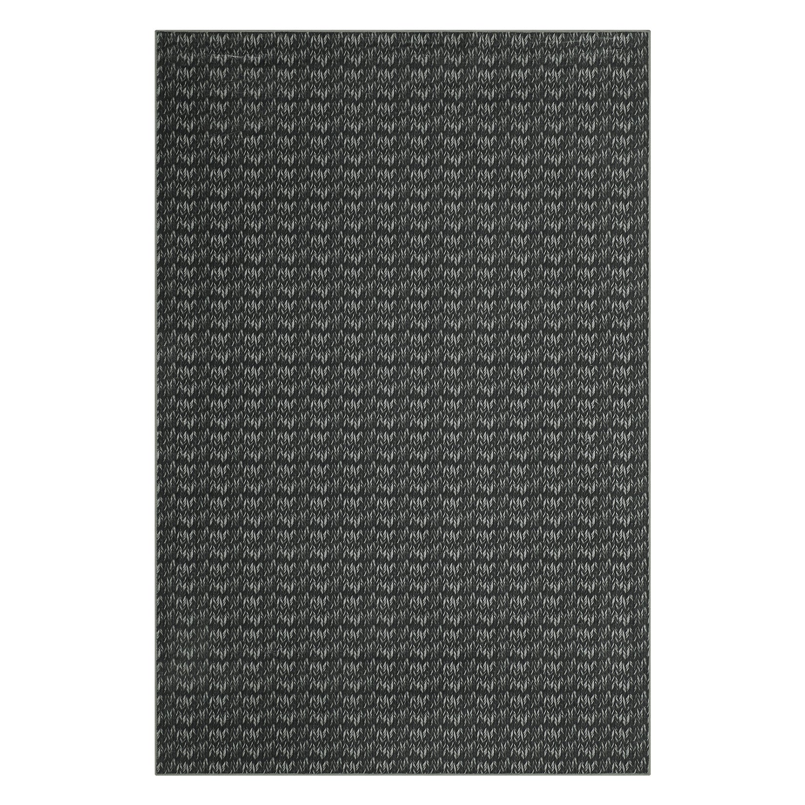 Garvee Modern Black 6x9 Area Rug Braided Print Throw Rug with Non-Slip Backing, Washable Contemporary Accent Carpet, Foldable Low Pile Floor Cover for Living Room, Bedroom