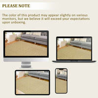 Garvee Modern Camel 8x10 Living Room Rug Large Braided Print Area Rug with Non-Slip Backing, Contemporary Indoor Carpet, Foldable Low Pile Floor Cover for Dining Room, Bedroom