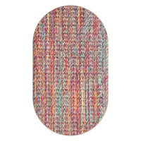 Garvee Modern Multicolor Oval 3x5 Area Rug Braided Print Floor Cover with Non-Slip Backing, Contemporary Indoor Carpet, Foldable Low Pile Accent Rug for Bedroom, Living Room