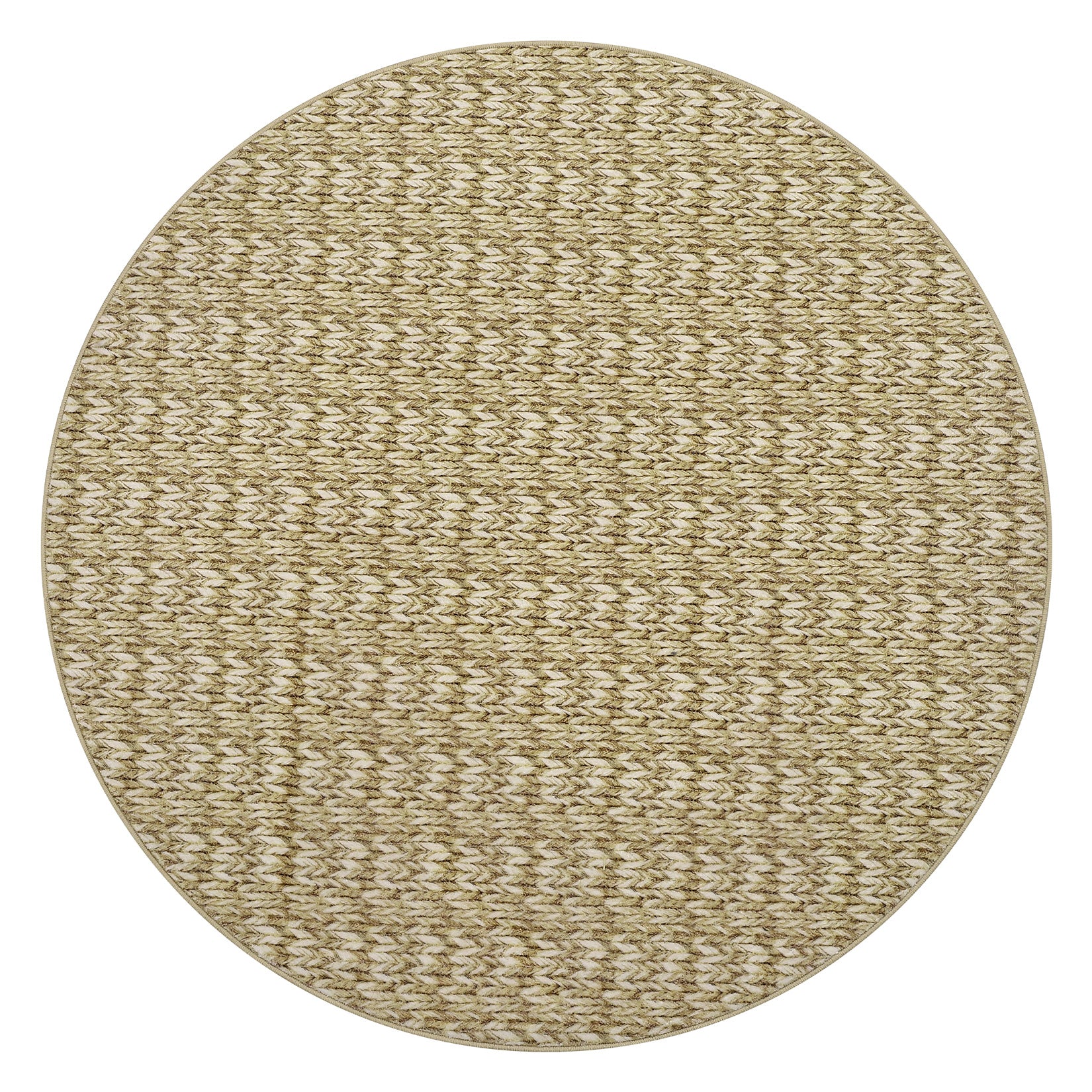Garvee Modern Camel 4'-Round Area Rug Braided Print Circle Rug with Non-Slip Backing, Contemporary Indoor Carpet, Foldable Low Pile Floor Cover for Bedroom, Living Room