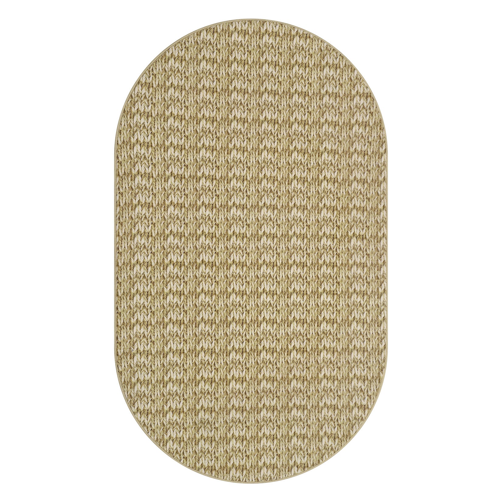 Garvee Modern Camel Oval 3x5 Area Rug Braided Print Floor Cover with Non-Slip Backing, Contemporary Indoor Carpet, Foldable Low Pile Accent Rug for Bedroom, Living Room