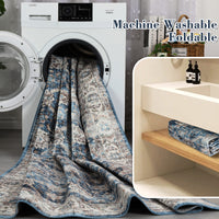 Garvee Oriental Vintage Floral Non Slip Area Rug for Living Room Bedroom, Soft and Foldable, Perfect for Home Nursery Office