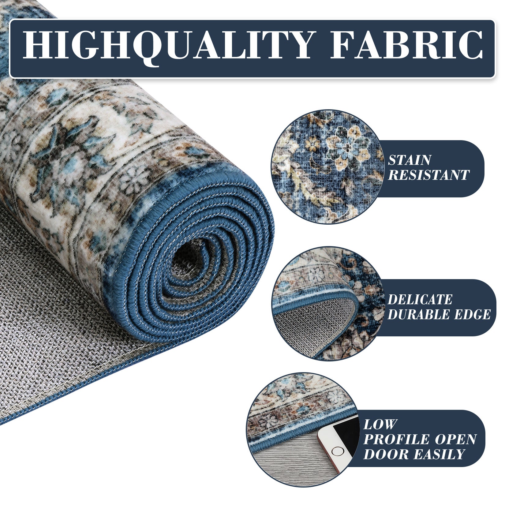 Garvee Oriental Vintage Floral Non Slip Area Rug for Living Room Bedroom, Soft and Foldable, Perfect for Home Nursery Office