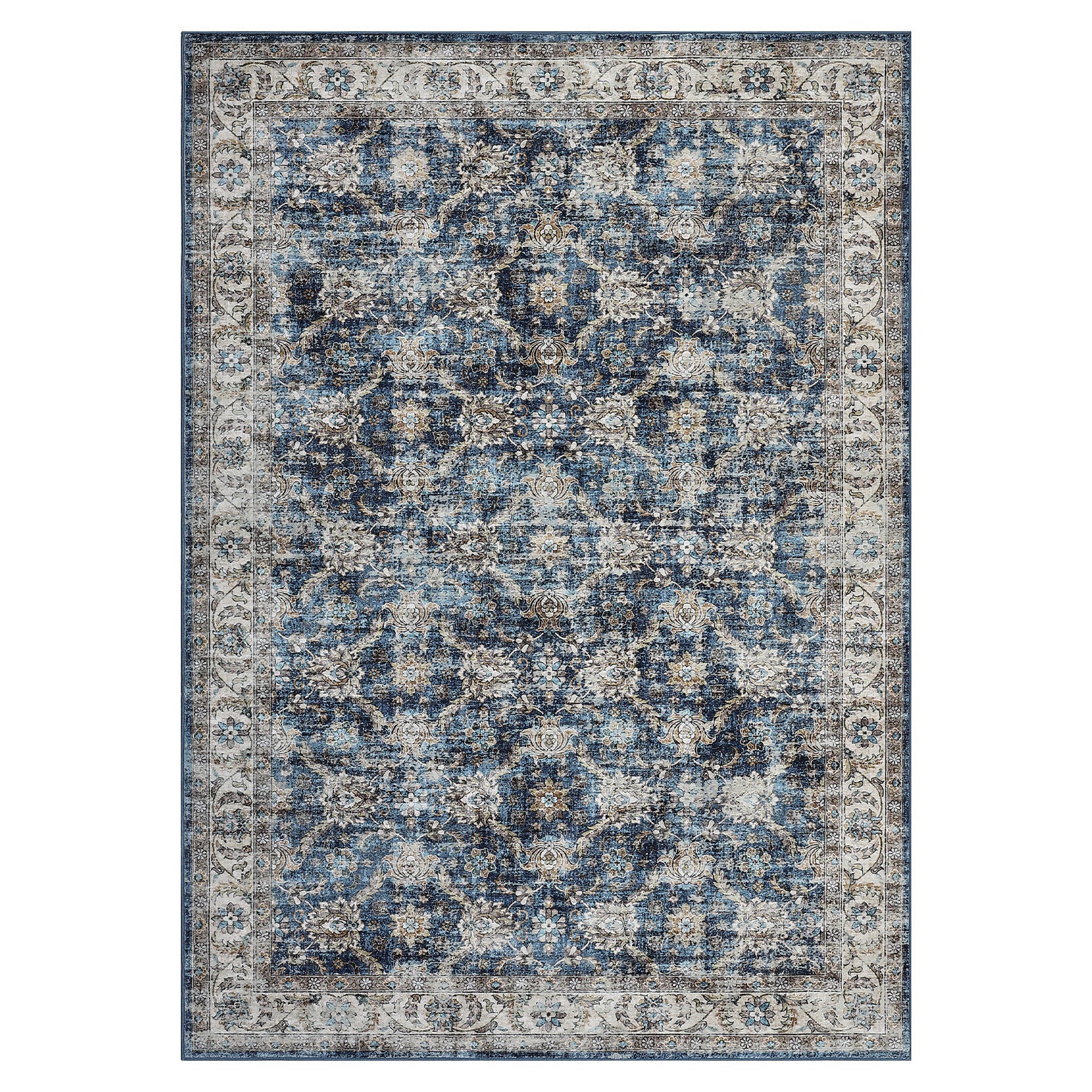 Garvee Oriental Vintage Floral Non Slip Area Rug for Living Room Bedroom, Soft and Foldable, Perfect for Home Nursery Office