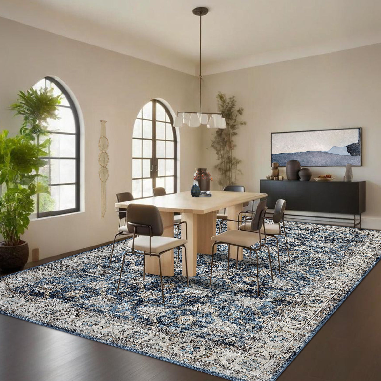 Garvee Oriental Vintage Floral Non Slip Area Rug for Living Room Bedroom, Soft and Foldable, Perfect for Home Nursery Office