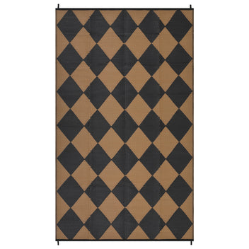 Garvee Outdoor Black & Brown 9x18 Rug Waterproof Reversible Outdoor Plastic Straw Rug with 4 Stakes & Portable Bag Boho Patio Rugs Carpet RV Mat Outside for Patio Camp Balcony Deck Picnic