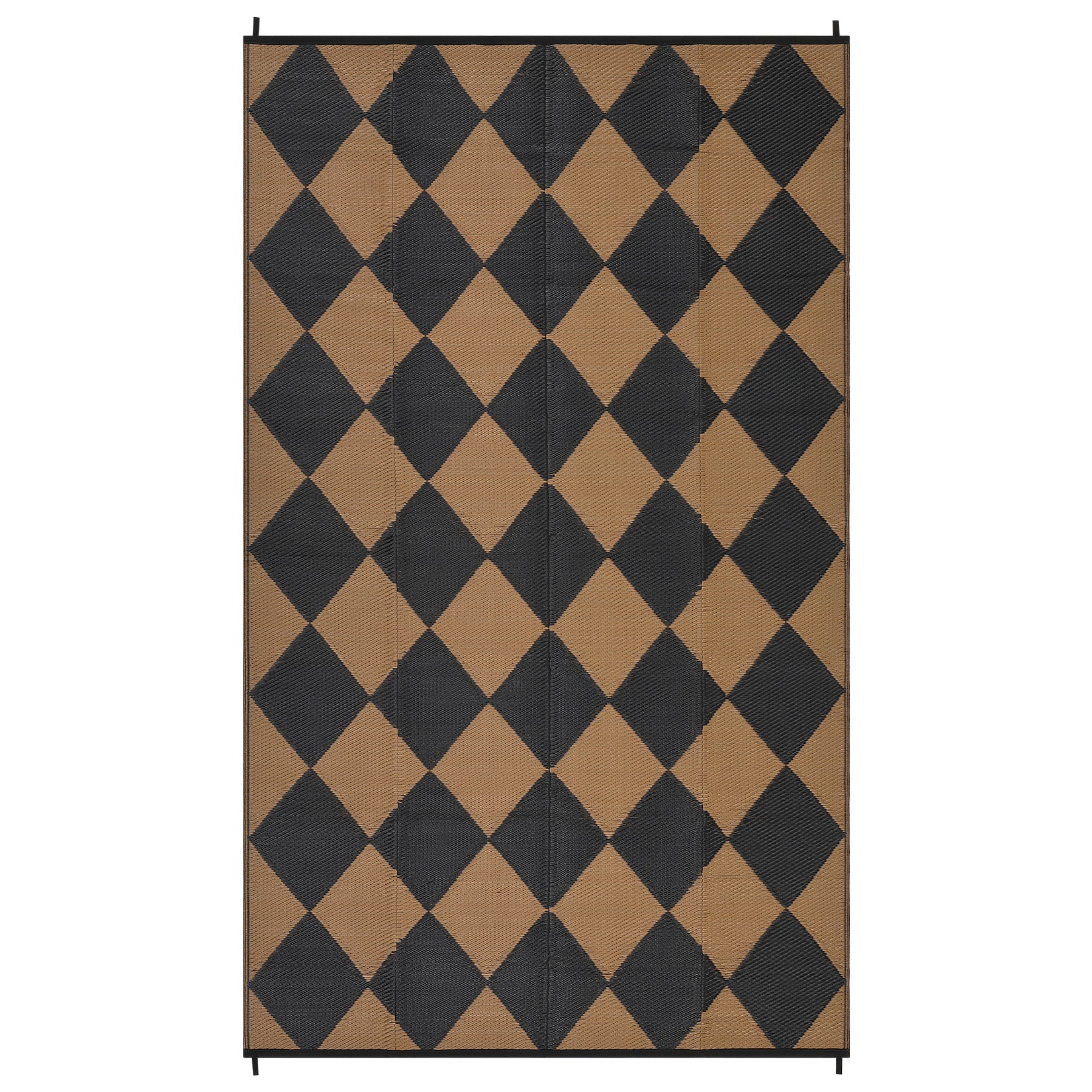 Garvee Outdoor Black & Brown 9x12 Rug Waterproof Reversible Outdoor Plastic Straw Rug with 4 Stakes & Portable Bag Boho Patio Rugs Carpet RV Mat Outside for Patio Camp Balcony Deck Picnic