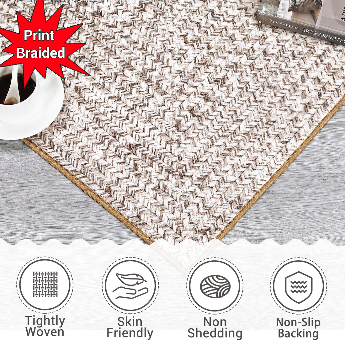 Garvee 9x12 Washable Rug Non Slip Backing Low Pile Carpet for Living Room Bedroom