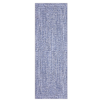 Garvee Washable Runner Rug 2x10 Hallway Runners Printed Braided Distressed Runner Rug Solid Printed Weaving Entryway Carpet for Kitchen Living Room Home Office, Light Blue