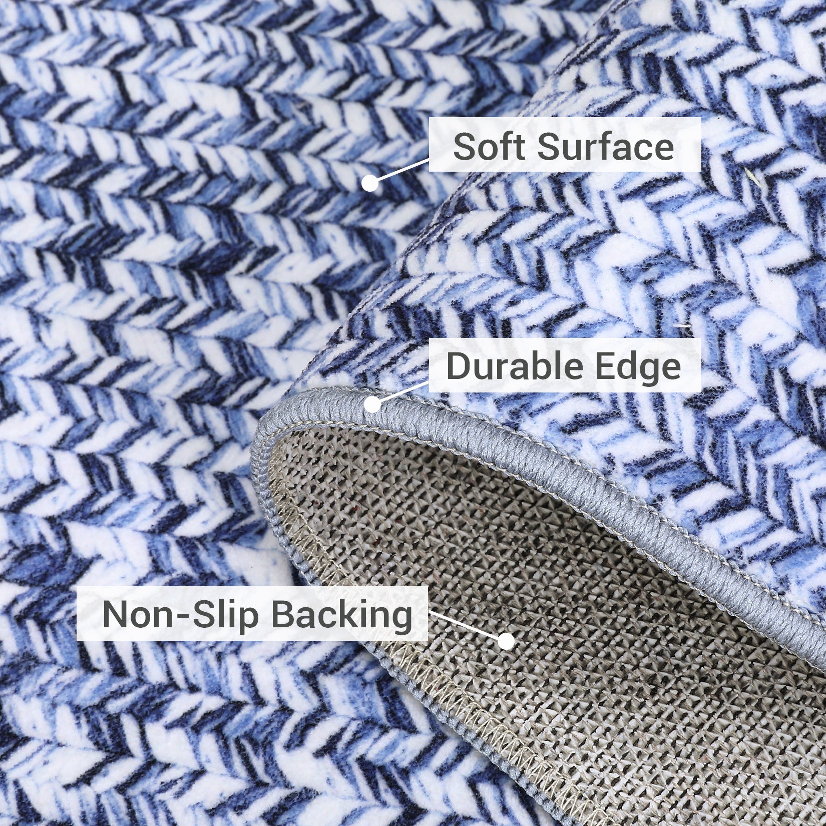 Garvee 4x6 Washable Non Slip Rug Printed Braided Low Pile Rug Solid Printed Weaving Floor Cover Stain Resistant Indoor Carpet for Living Room Bedroom Home Office