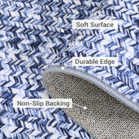 Garvee 4x6 Washable Non Slip Rug Printed Braided Low Pile Rug Solid Printed Weaving Floor Cover Stain Resistant Indoor Carpet for Living Room Bedroom Home Office