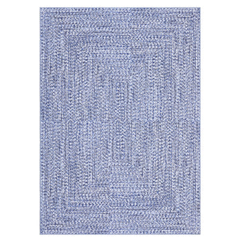 Garvee Light Blue 5x7 Washable Printed Braided Rug Non Slip Rug Stain Resistant Carpet Solid Printed Weaving Low Pile Floor Cover for Living Room Dining Room Bedroom