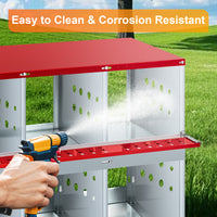 GARVEE 6-Compartment Galvanized Steel Nesting Box - Metal w/Vented Holes, Swing Perch & Removable Dividers for Chicken Coops