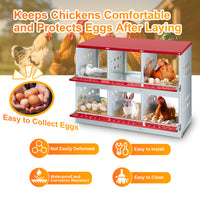 GARVEE 6-Compartment Galvanized Steel Nesting Box - Metal w/Vented Holes, Swing Perch & Removable Dividers for Chicken Coops