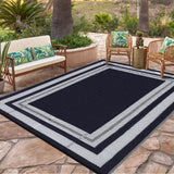 Garvee Outdoor Dark Blue 8x10 Plastic Straw Rug, Waterproof Rug for Patio Reversible Plastic Camping Rugs Straw Patio Rug for Camping Porch Deck Backyard Camper Balcony Picnic Panel - Dark Blue