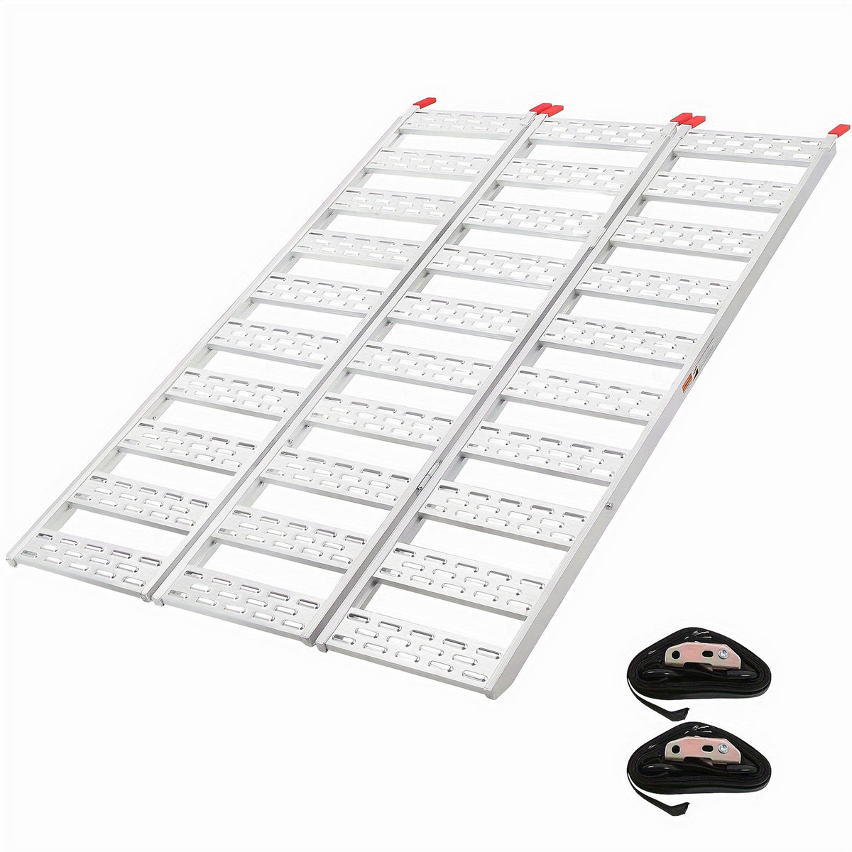 GARVEE tri-fold aluminum ATV loading ramp folded product view with load straps