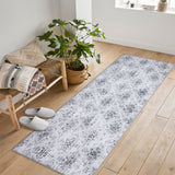 Garvee Bedroom Rug Washable Area Rug Non Slip Low Pile Boho Floral Small Carpet for Bedroom Bedside Soft Paisley Design - Light Gray