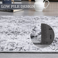 Garvee Machine Washable Area Rugs Lightweight Ultra-Thin Indoor Rug Soft Boho Botanical Floral Design Non-Slip Rubber Backing