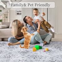 Garvee Machine Washable Area Rugs Lightweight Ultra-Thin Indoor Rug Soft Boho Botanical Floral Design Non-Slip Rubber Backing