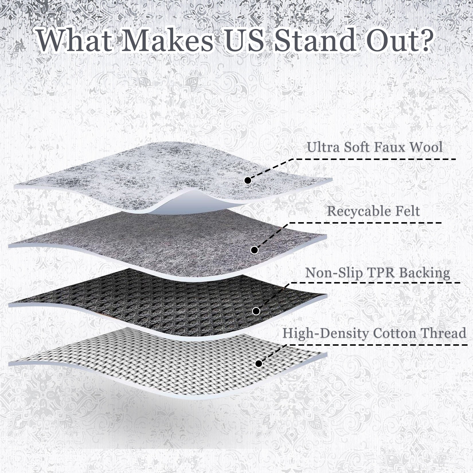 Garvee Bedroom Rug Washable Area Rug Non Slip Low Pile Boho Floral Small Carpet for Bedroom Bedside Soft Paisley Design