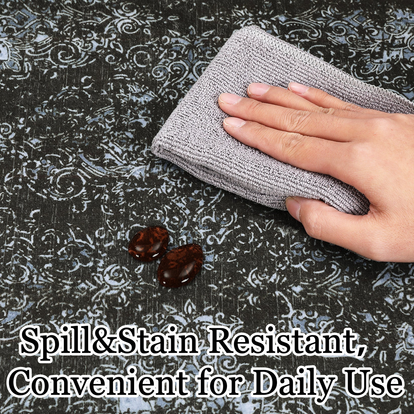 Garvee Bedroom Rug Washable Area Rug Non Slip Low Pile Boho Floral Small Carpet for Bedroom Bedside Soft Paisley Design