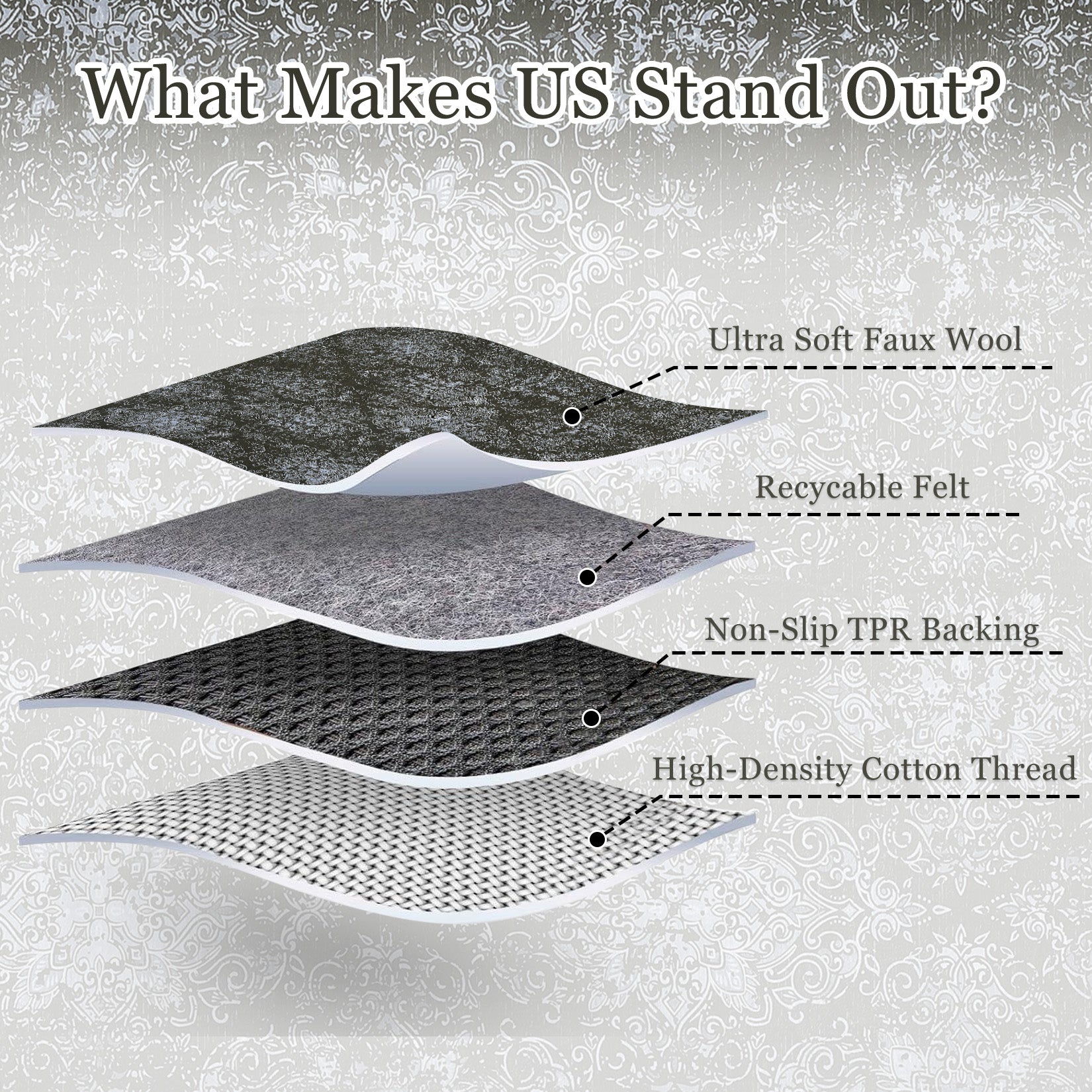 Garvee Bedroom Rug Washable Area Rug Non Slip Low Pile Boho Floral Small Carpet for Bedroom Bedside Soft Paisley Design