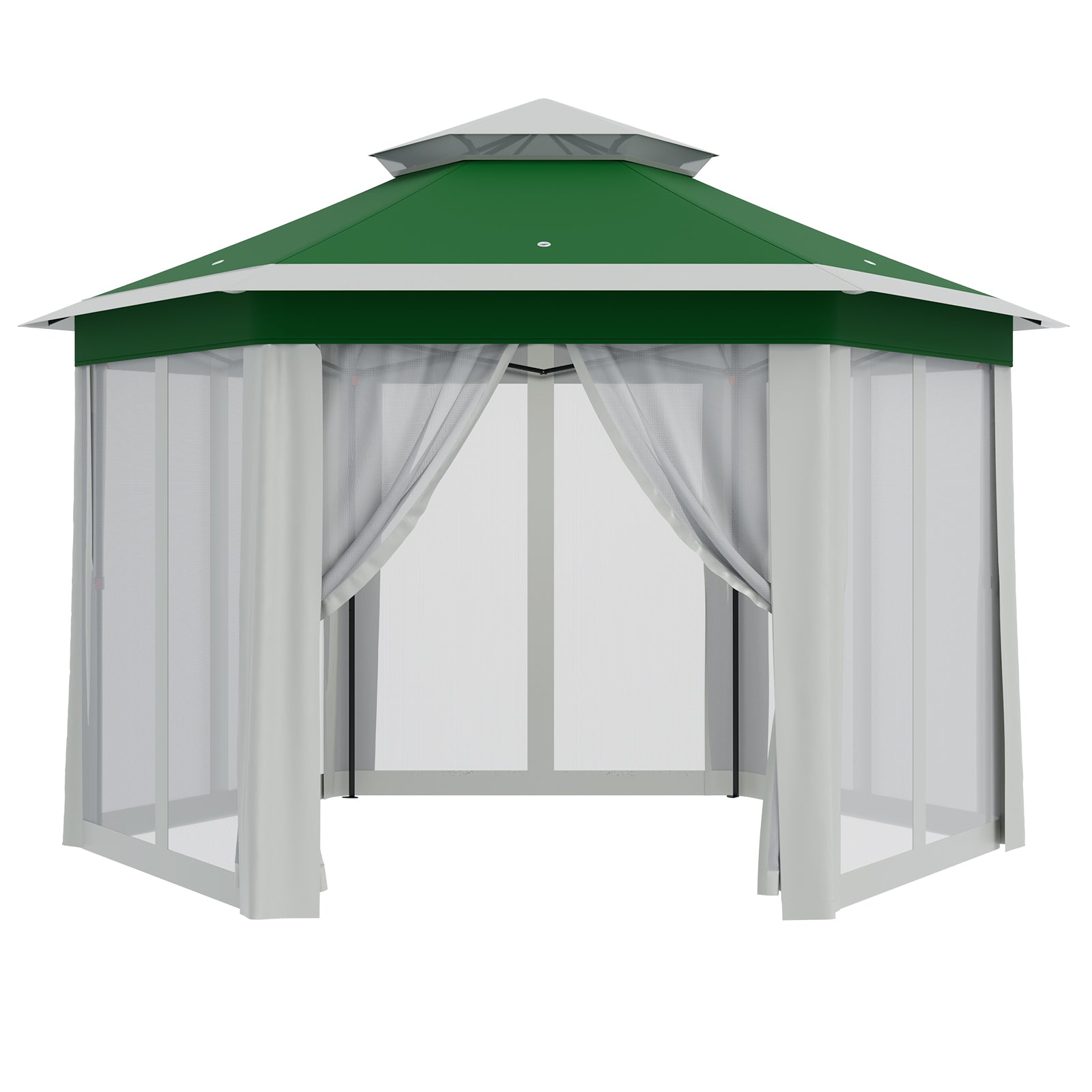 Garvee 13'x13' Pop Up Screen Tent with Mosquito Netting for Outdoor Patio Pavilion Hexagonal Sun Shelter Beige