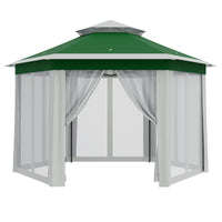 Garvee 13'x13' Pop Up Screen Tent with Mosquito Netting for Outdoor Patio Pavilion Hexagonal Sun Shelter Beige